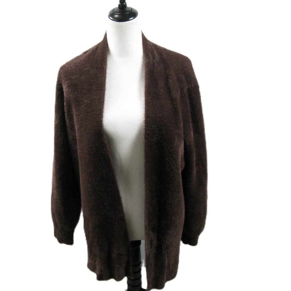 Cyrus Brown Fuzzy Soft Open Front 3/4 Length Cardigan Sweater Size Medium